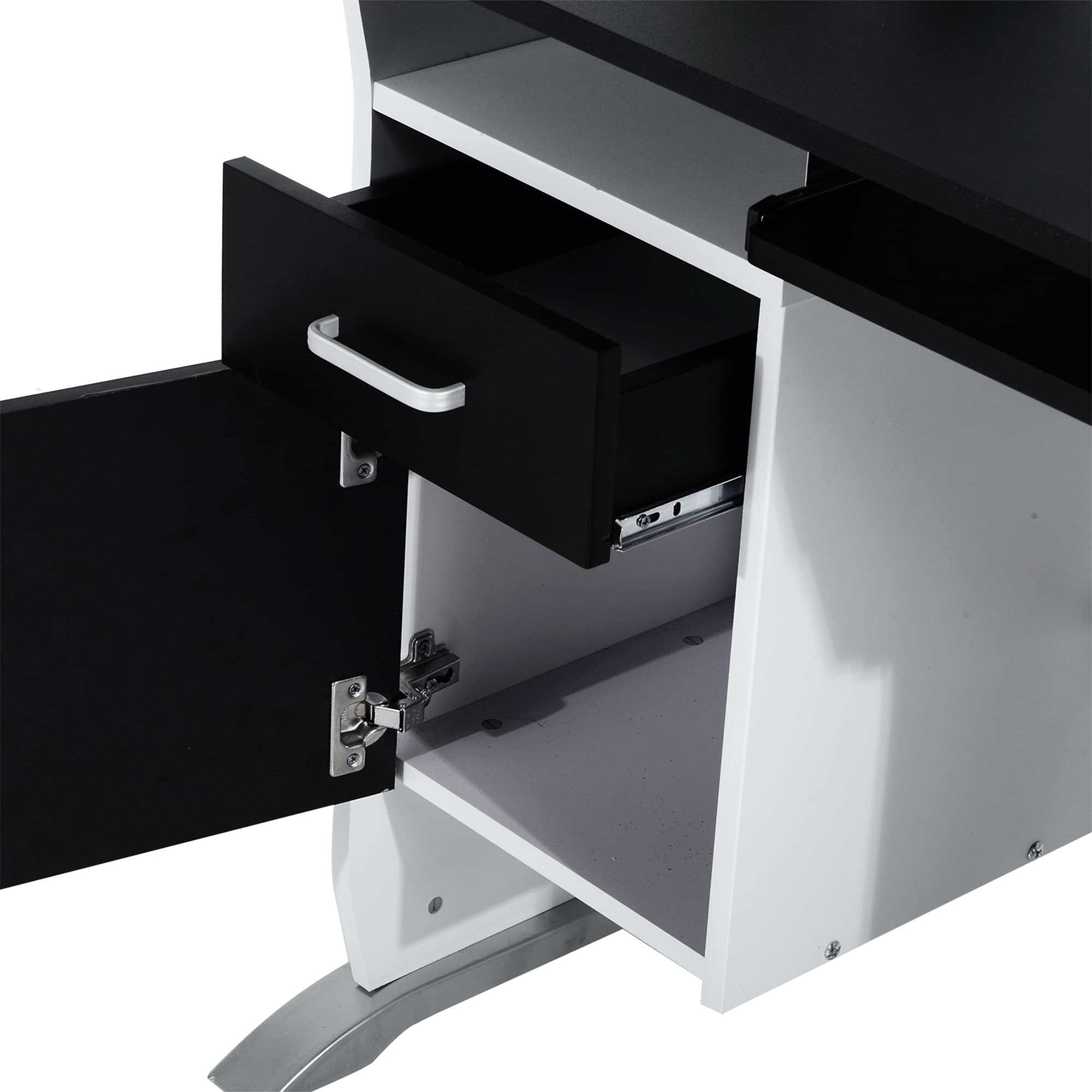 HOMCOM Mesa de Ordenador Armario, Bandeja Teclado 100x52x75cm Negro/Plata
