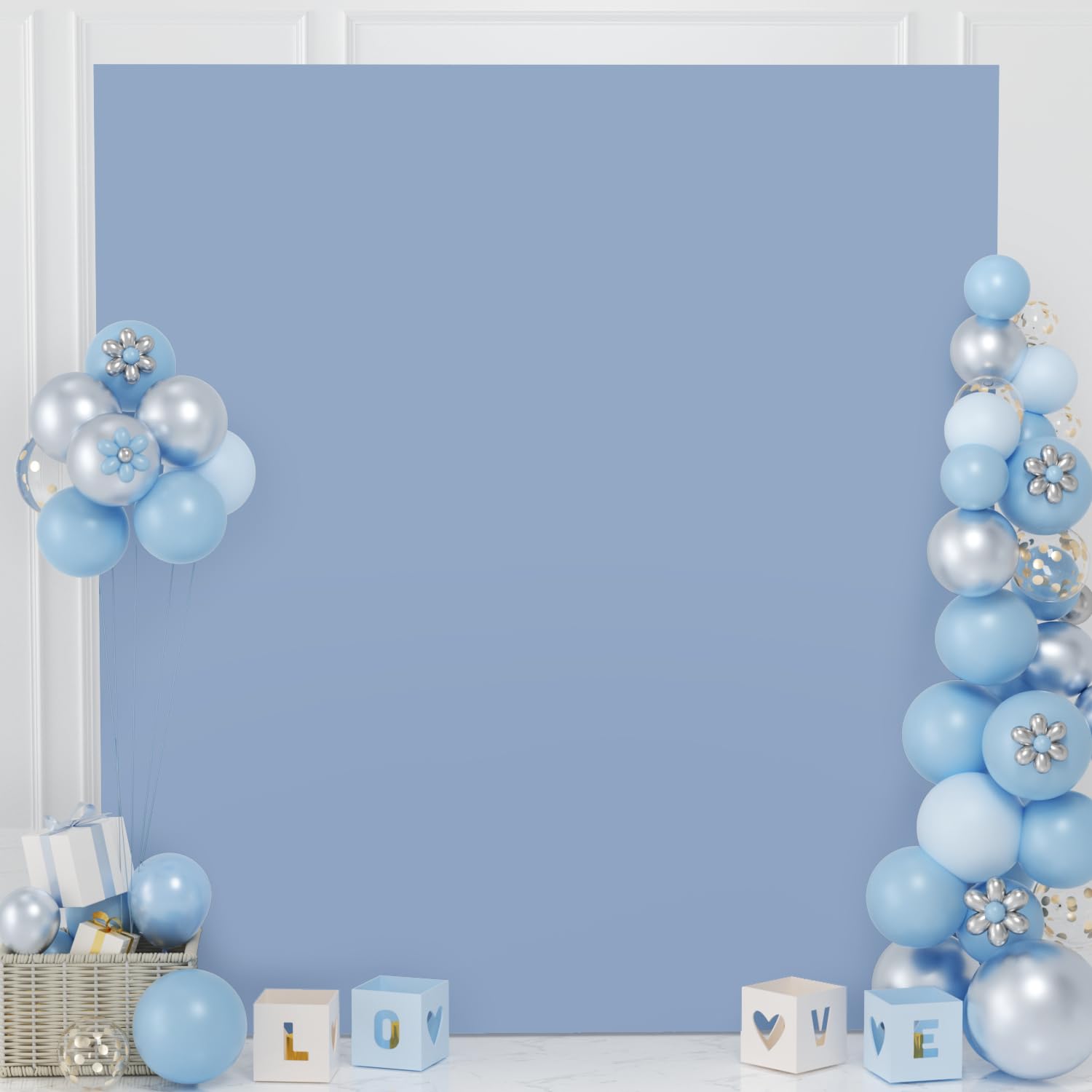 MODFUNS 6.6x6.6ft Arch Cover Wedding Arch Stand Cover Dusty Blue Spandex Arch Cover Stretchy Fabric Cover Fitted Arch Wall Cover Balloon Arch Cover