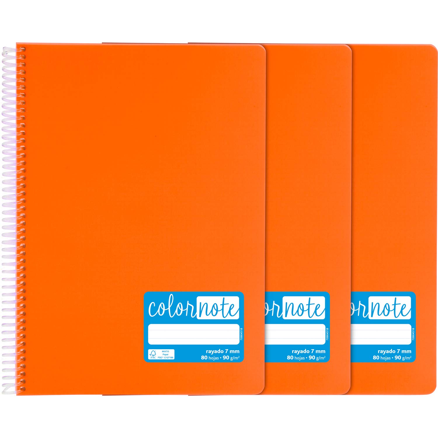 Grafoplás 98523252 Notizbücher, A4, liniert, 7 mm, 80 Blatt, 90 g, orange, Deckel aus Polypropylen, Serie ColorNote