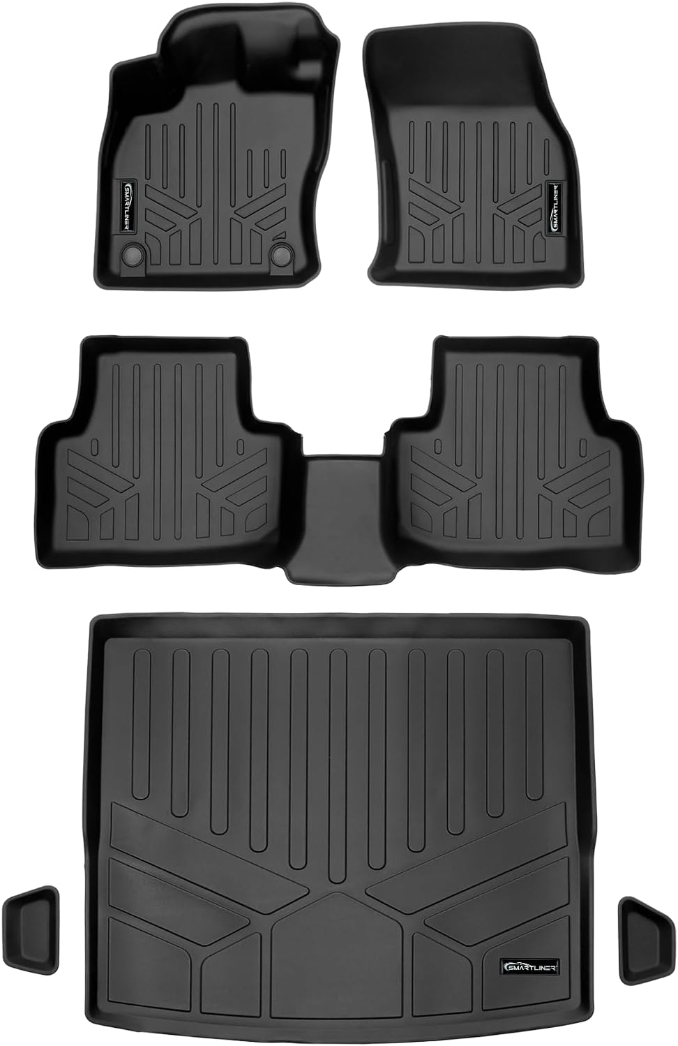 SMARTLINER All Weather Custom Fit 2 Row Floor Mats and Cargo Liner Set Compatible with 2022-2025 Volkswagen Taos (Only Fits All-Wheel Drive Models)