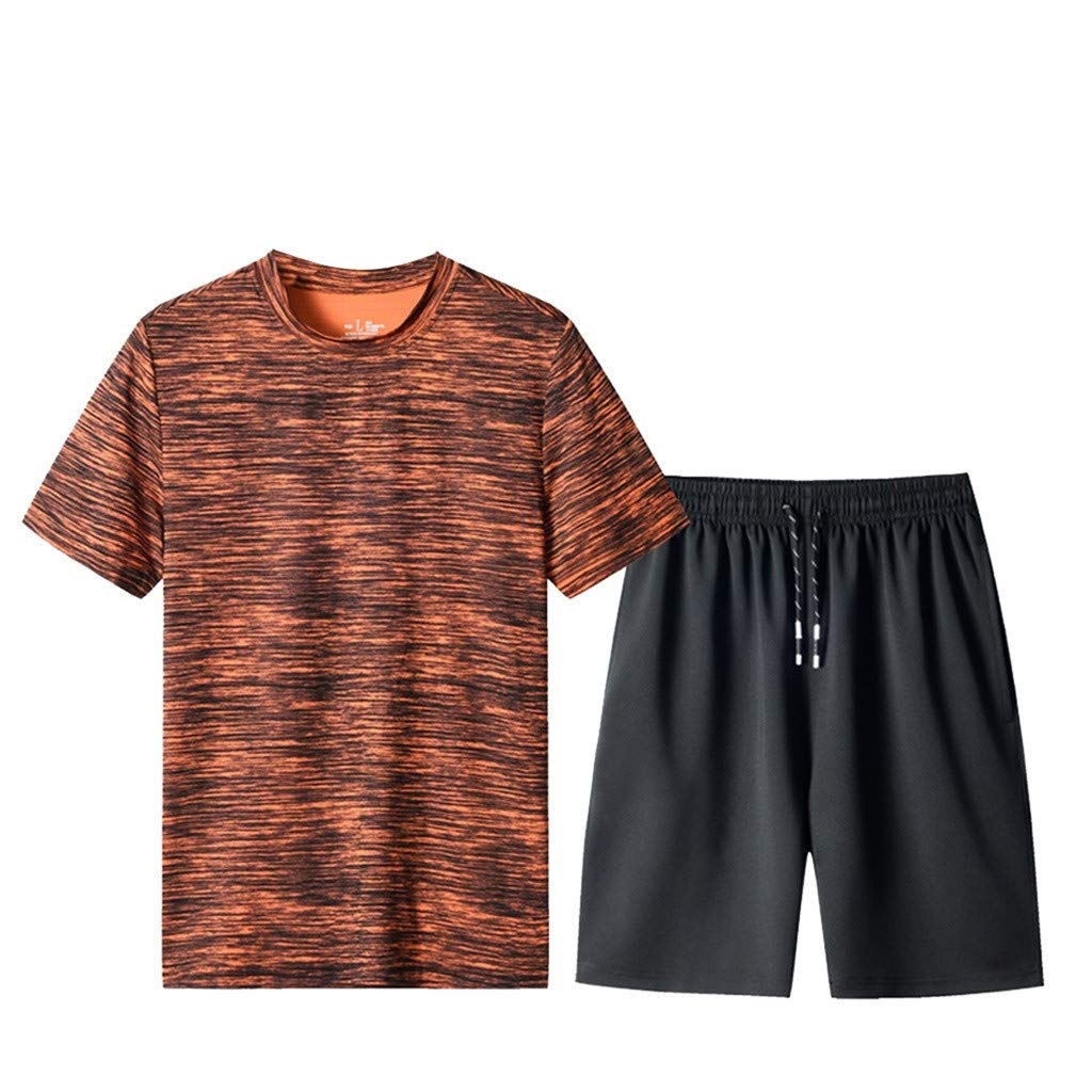 Bukknye Men's Orange Nightwear Pyjamas Set Sleepwear Ultra Soft Modal Pyjama Top & Bottom Lightweight Loungewear Pjs Set(,5Xl)