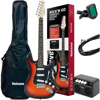 Kit Guitarra Rock Wave Rgk50 Sunburst, Capa e Acessórios : Amazon