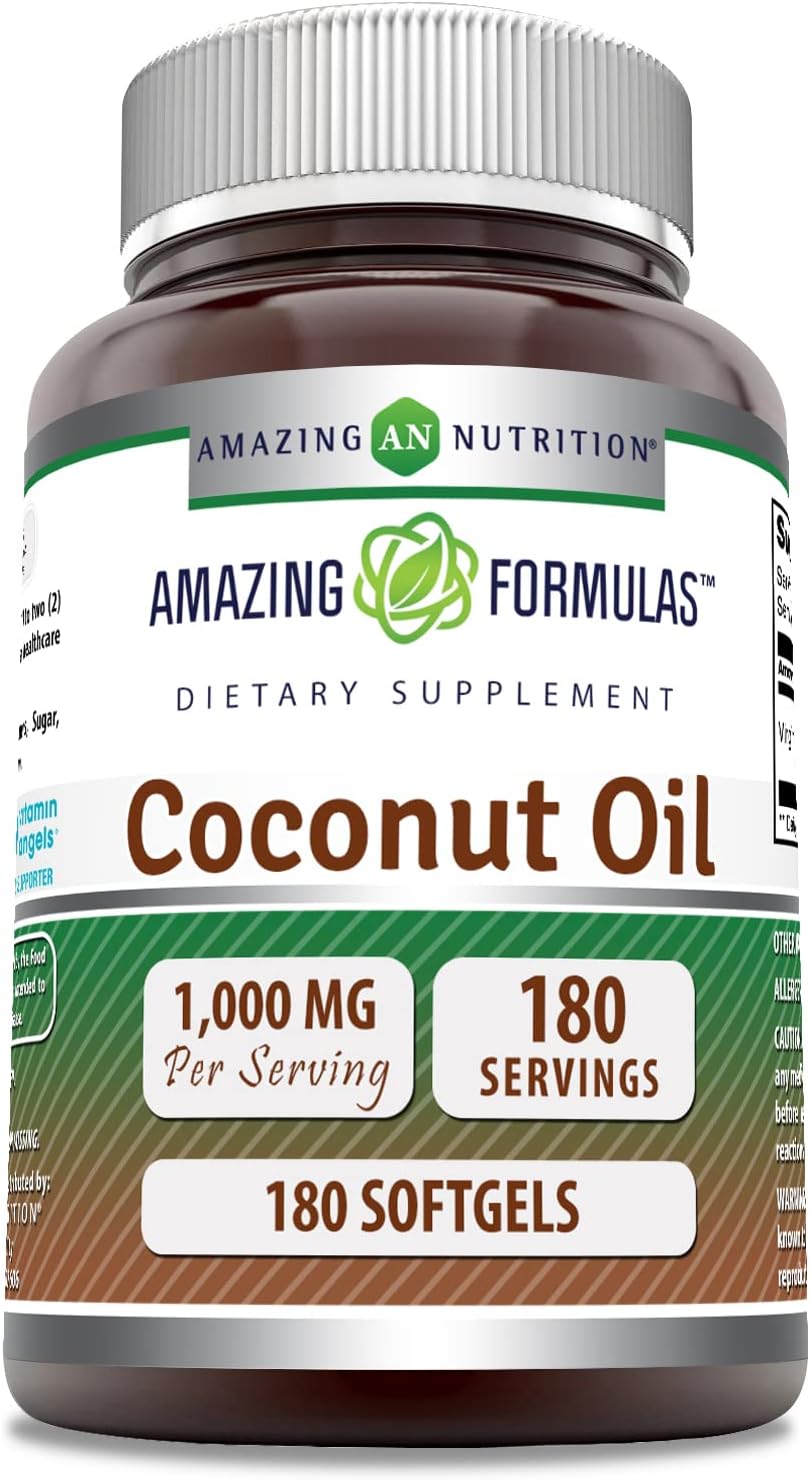 Amazing Formulas Extra Virgin Coconut Oil Supplement: Gluten-Free 1000 mg Softgels on a Budget
