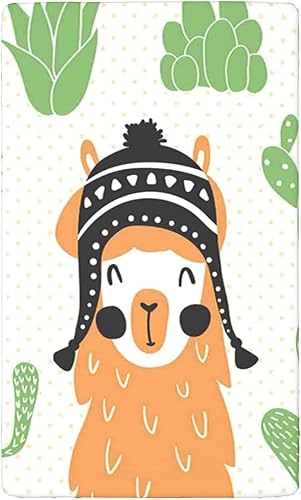 Miniatura 7 de Sábana bajera ajustable para cuna con temática de llama, sábana bajera estándar para cuna, suave y elástica, para niños y niñas, 28 x 52 pulgadas,