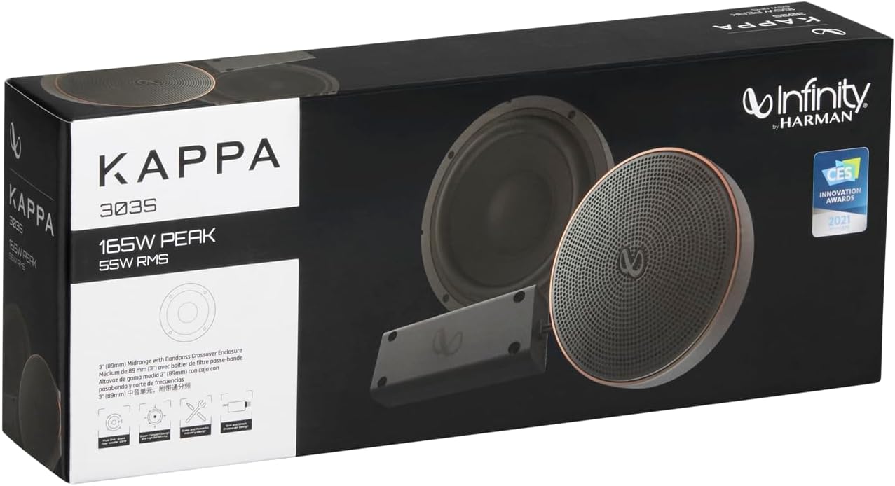 Infinity Kappa 303S 3" (89mm) Midrange with Bandpass Crossover Enclosure - Pair