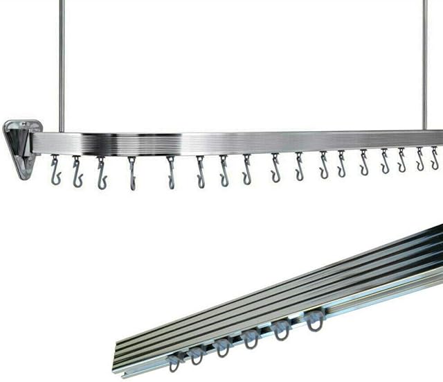 Chrome Shower Curtain Rail Quality Non Rust Adjustable U Shape L Shape or P Shape Corner Shower Rail Track With Shower Curtain Hooks (Chrome - L OR U Shape)