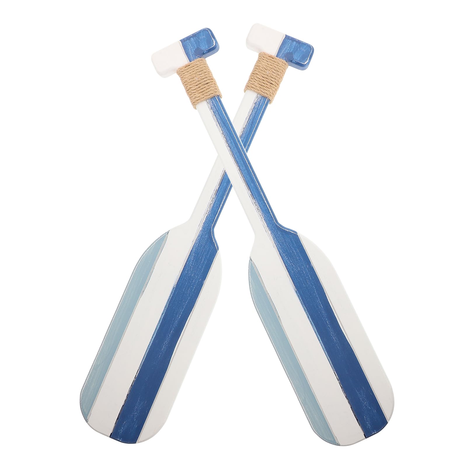 Ornement déco nautique rames en bois suspendues bleu pour décoration murale maison