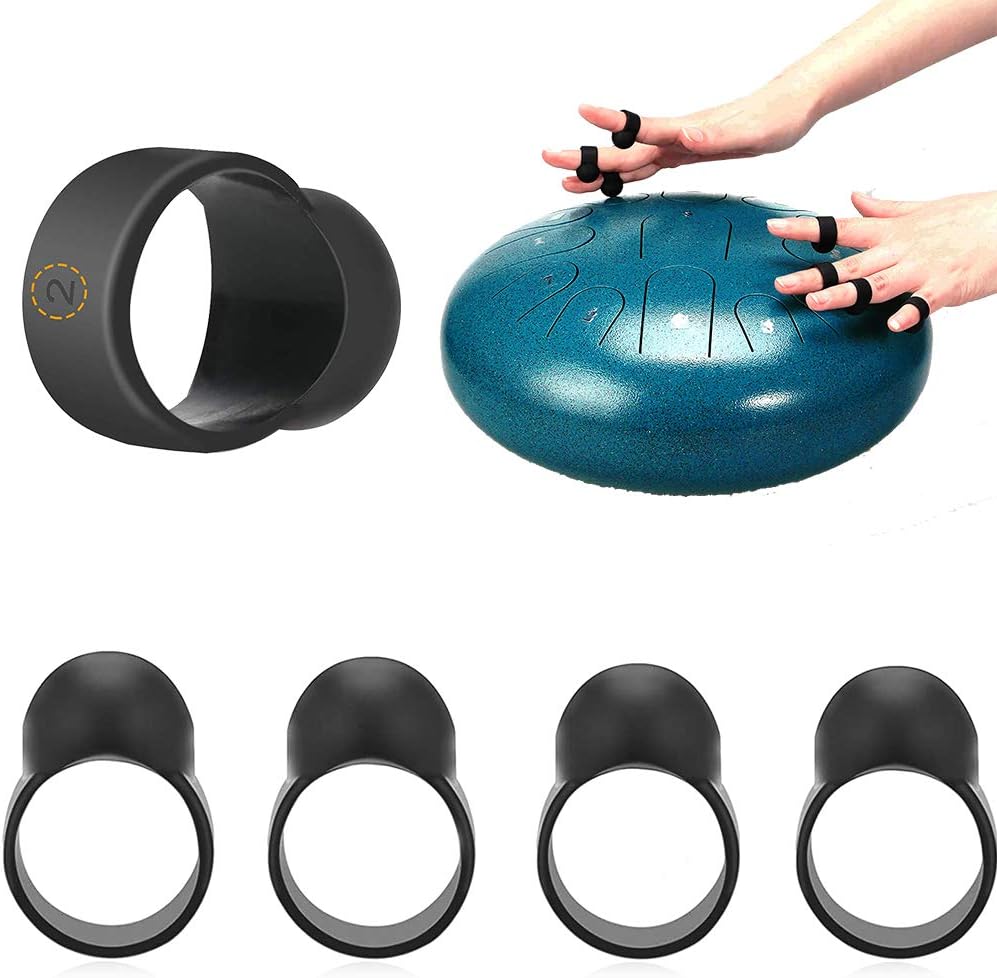 Yowin Steel Tongue Drum Finger Picks, Silicone Rubber Knocking Finger Sleeves Handpan Percussion Instrument (4 Pcs)