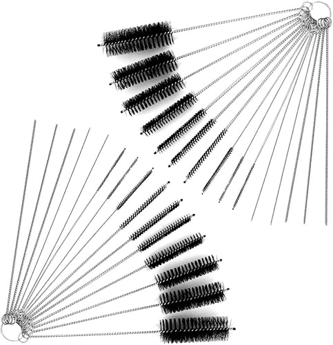 DanziX Limpiador de cepillos de tubo de nailon, 2 juegos de cepillos de limpieza de tuberías en total 30 piezas con bolsa gratis para pajitas,