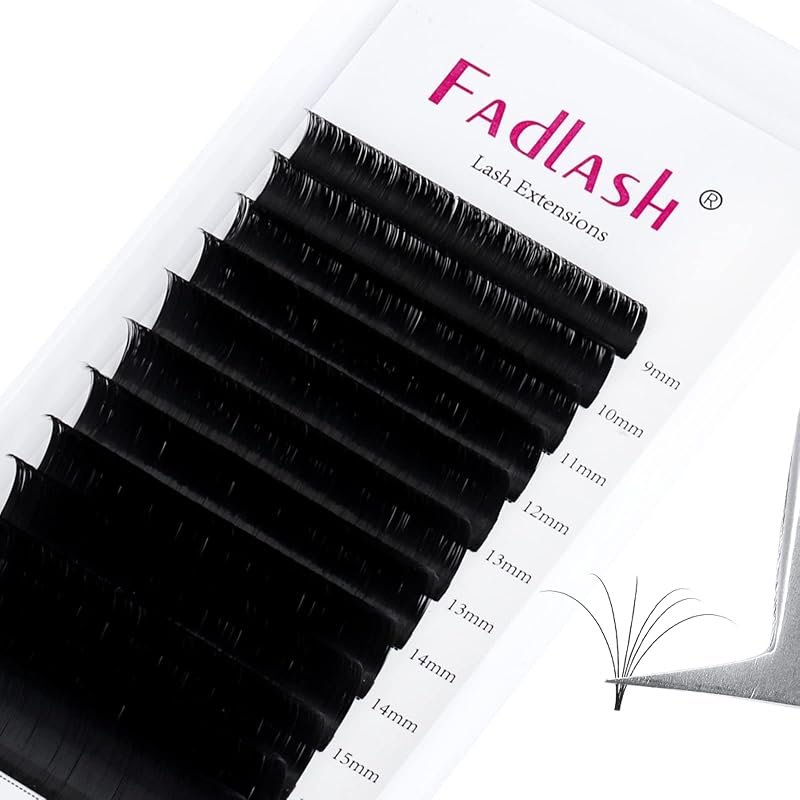 Extensões de cílios FADLASH Easy Fan Volume 0.03-0.10 mm, curvaturas C D DD L, comprimentos de 8-30 mm, mix 9-17 mm