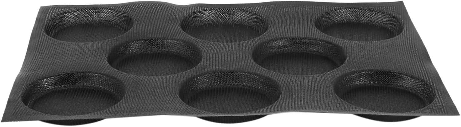 5X Silicone Hamburger Bread Forms Perforated Bakery Molds Non Stick Baking Sheets Fit Half Pan Size