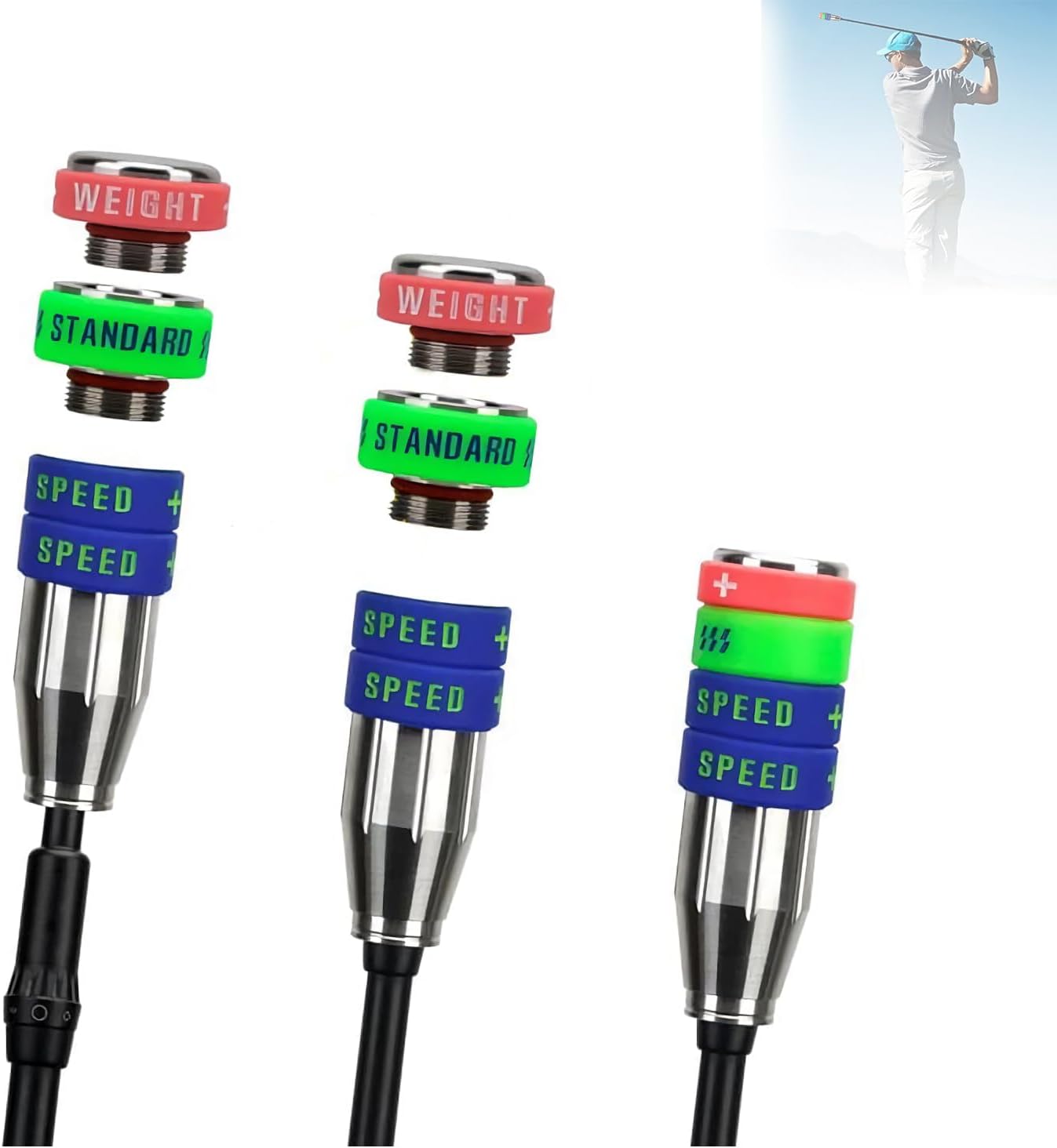 Golf Swing Speed Trainer Adjustable Training Equipment, Golf Tempo & Strength Training Tool Three Weight Configuration Options, Golf Trainer Aid for Beginners Warm-Ups, Practice