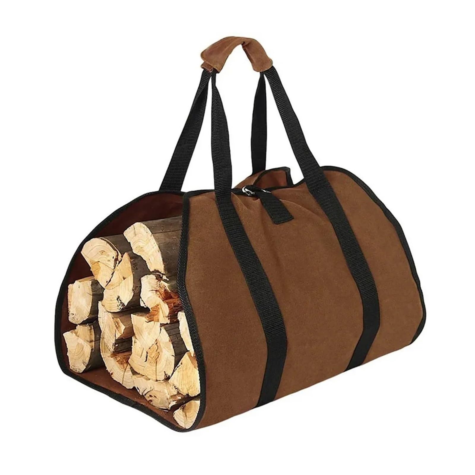 Firewood Storage Bag Waterproof Scratch-resistant Wood Log Carrier Outdoor Camping Holder Carry For Wood(Brown)
