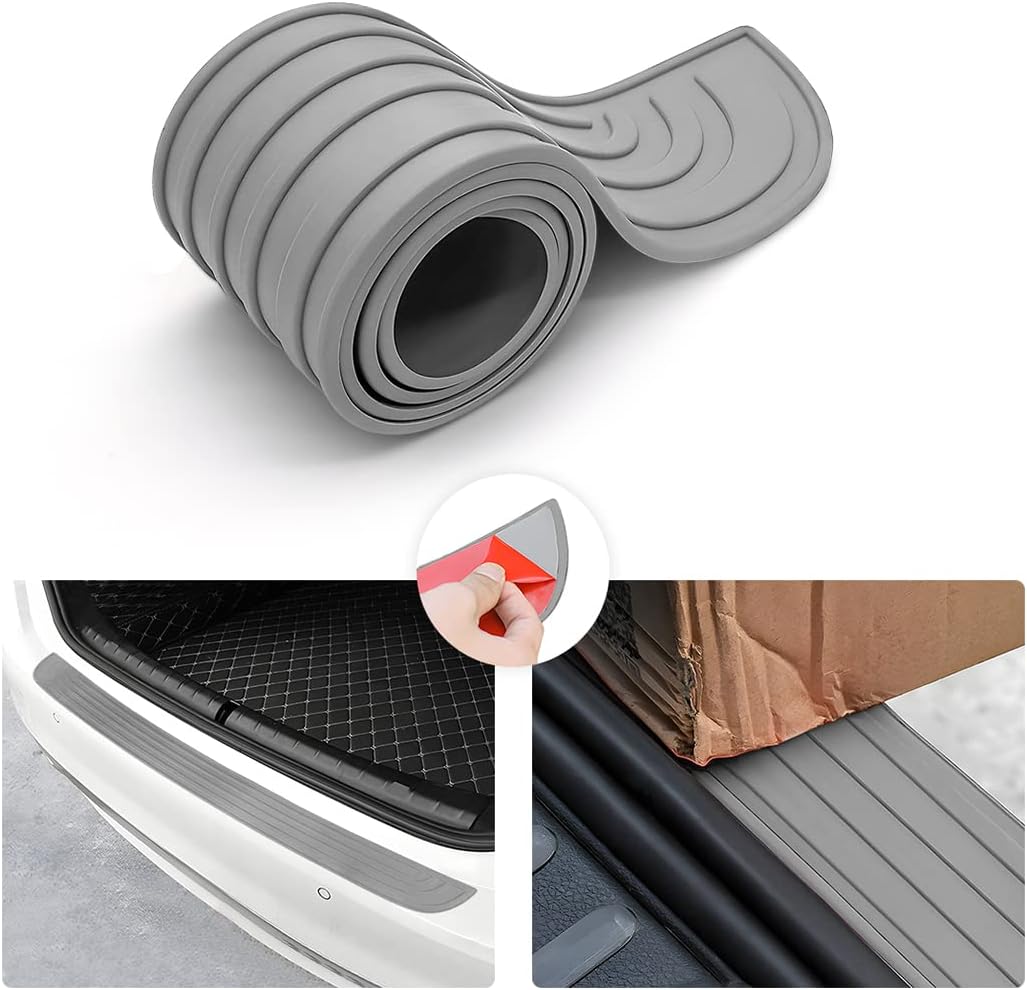 Car Rear Bumper Protector Guard, Anti-Scratch Abrasion Rubber Trunk Door Entry Sill Guard, Non-Slip Vehicle Trim Cover Protection Strip, Car Accessories for Most Cars and SUV (Gray/35.4"x2.7")