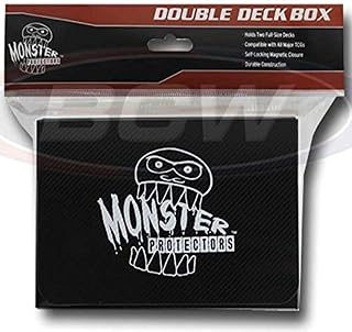Monster Protectors Double Deck Box- Magnetic Locking Dual Trading Card Game Storage Case w Removable Compartments- Holds 150 Cards- Fits All Standard and Smaller Size MTG and TCGs - Black