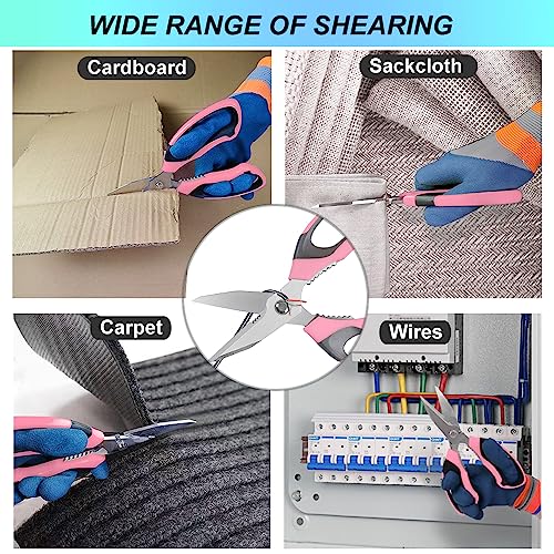 Ftecybo Scissors Heavy Duty 8'', Carpet Scissors, Multipurpose Scissors With Protective Cover, Stainless Steel Serrated Blades, Easy Cutting Cardboard thumb #4