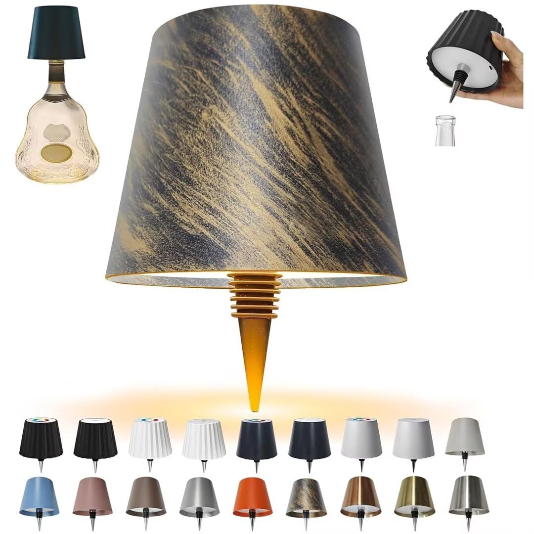 Pridola Wireless Bottle Lamp, LED Wine Bottle Lamp, RGB/3 Color Stepless Dimming Pridola Bottle Lamp, Touch Control Wireless Bottle Lampshade, Rechargeable Wine Bottle Lights for Bars Restaurants