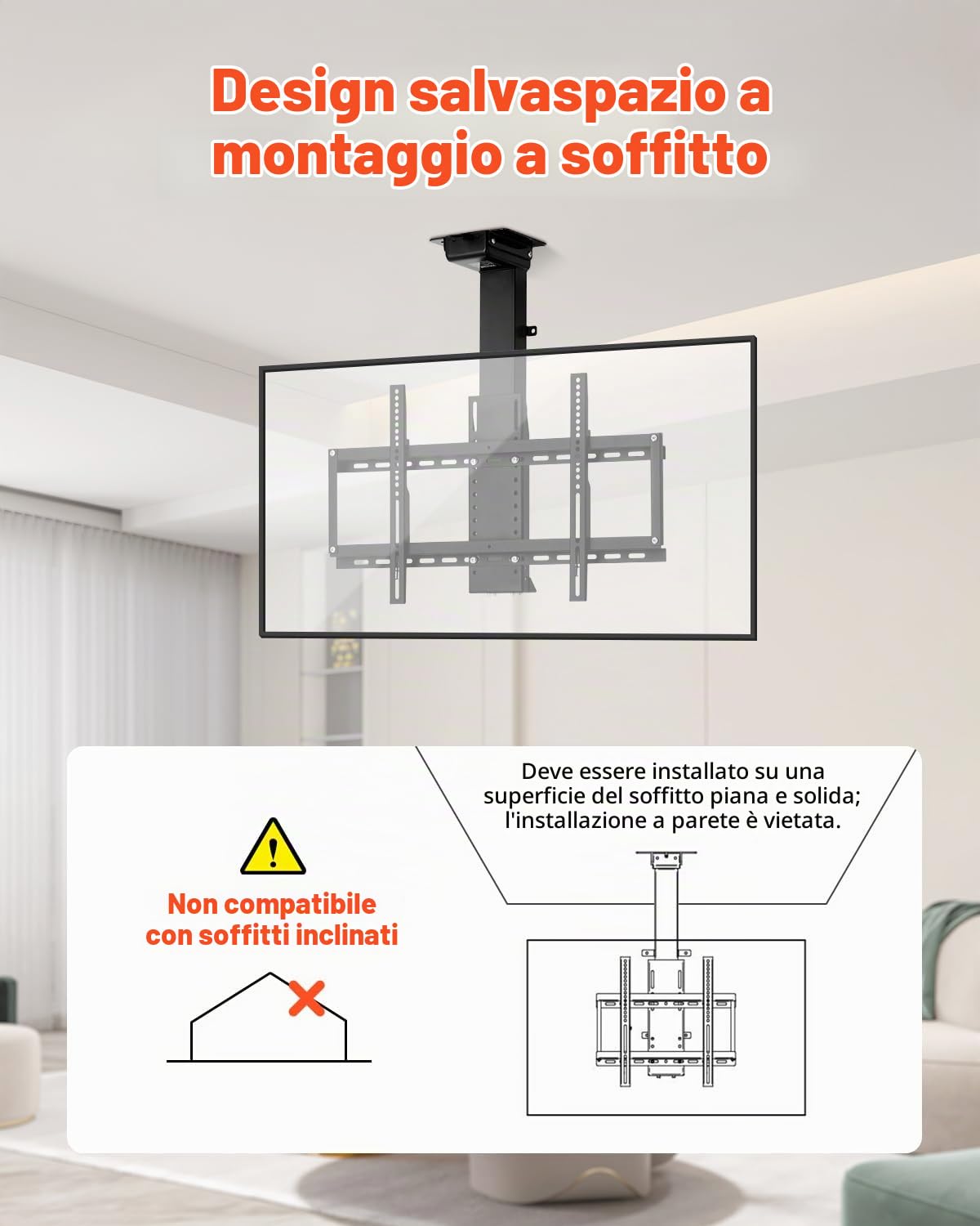 VEVOR Supporto per TV da Parete Motorizzato, Telaio Supporto per TV Dimensioni da 813 a 1397 mm, Telaio Porta Televisione Pieghevole Regolabile con VESA Massimo 60 x 40 cm, Carico max. 54kg