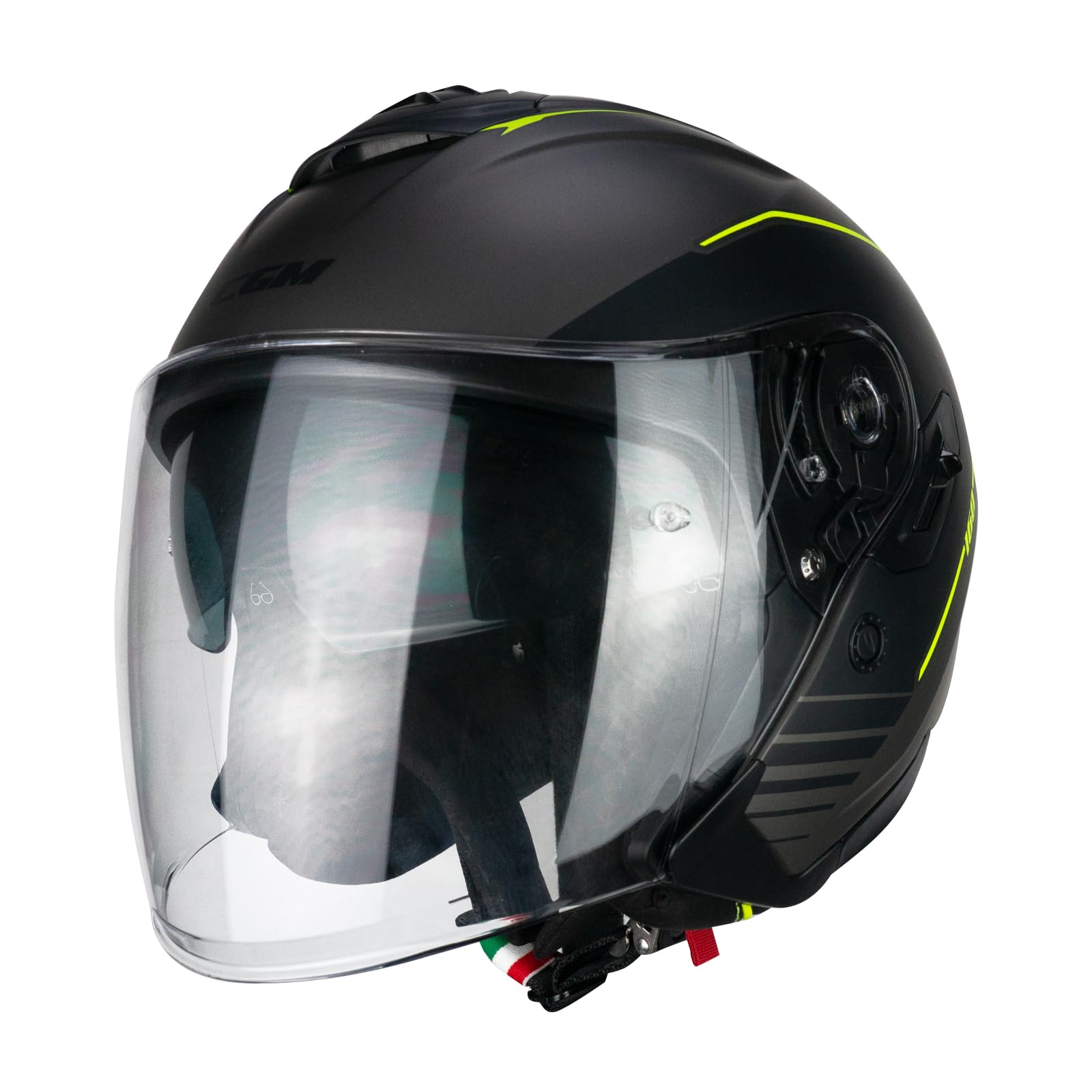 CGM Casco Open Face, 160G JAD Ride Grafito Amarillo Fluorescente Mate, L (59-60cm)