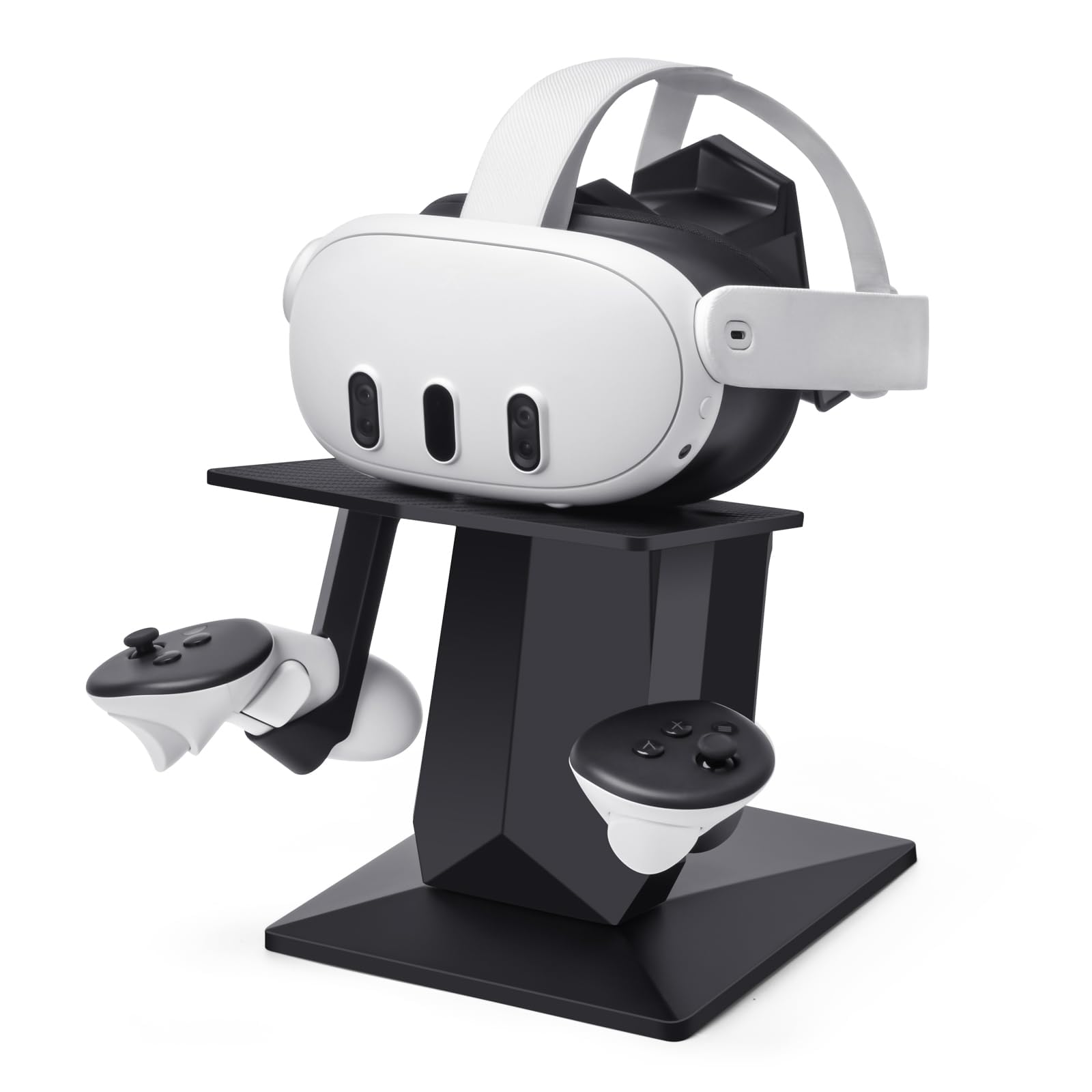 KASTWAVE VR Stand Accessories Compatible with Meta Quest 3/Meta Quest 2, Headset Display Holder and Controller Mount Station, with More Stable and Heavy Base