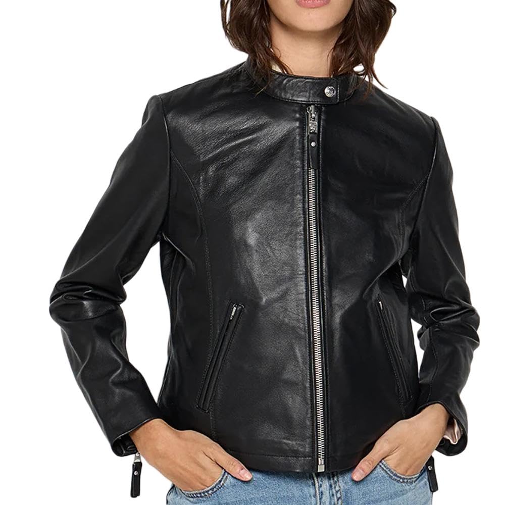 Black biker jacket, lambskin leather