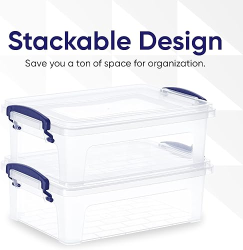 Miniatura 4 de Superio Contenedores de almacenamiento de plástico transparente de 2 cuartos con tapas y cierres, contenedores organizadores, bolsa de plástico
