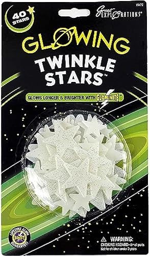 Great Explorations - Estrellas centelleantes que brillan en la oscuridad, 40 estrellas por paquete, seguro para paredes