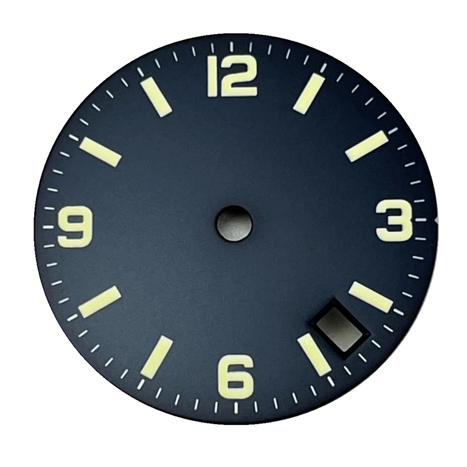Cadran NH35 stérile noir de 28.6mm avec date à 3h8 et index lumineux vert pour montre automatique