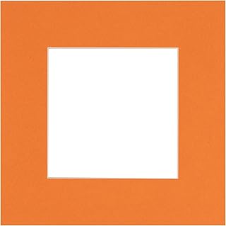 6x6 Mat Bevel Cut for 3x3 Photos - Precut Orange Square Shaped Photo Mat Board Opening - Acid Free Matte to Protect Your Pictures - Bevel Cut for Family Photos, Pack of 1 Matboard