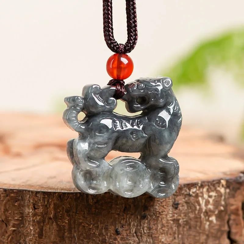 Pendentif Tigre en jadéite verte de grade A véritable collier chunky - 2