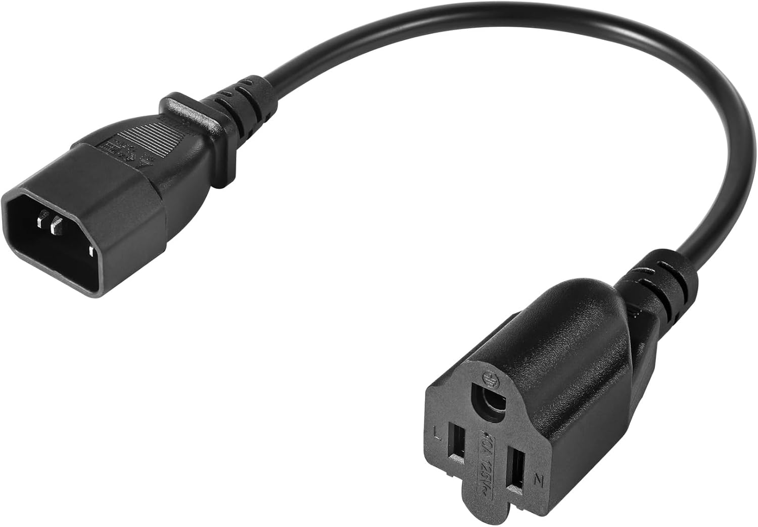 VSEER 1 Feet 18AWG Standard Computer Short Power Adapter Extension Cord for NEMA 5-15R Receptacle to IEC320 C14 Cable, UL Listed, 10A 125V, 18AWG, Black (5 Pack)