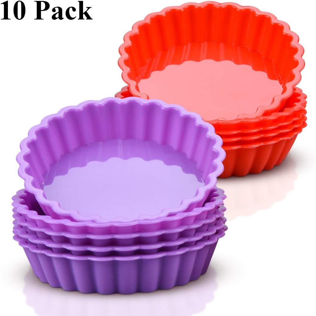 Silicone Mini Quiche Pan, Non-stick Round Pie Pan Silicone Molds 10 Packs
