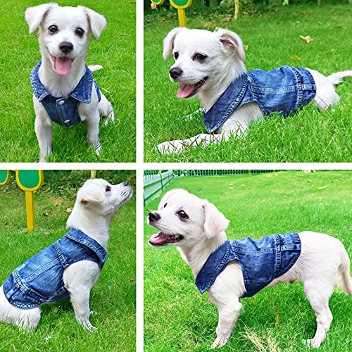 Lkex Dog Jean Jacket, Classic Blue Denim Tank Top Lapel Vest Dog Shirt Puppy T-Shirt Costume, Comfort And Cool Apparel, Washed Pet Clothes For Small Medium Dogs Girl Boy Girl, Cute Cat Outfits #TOP1