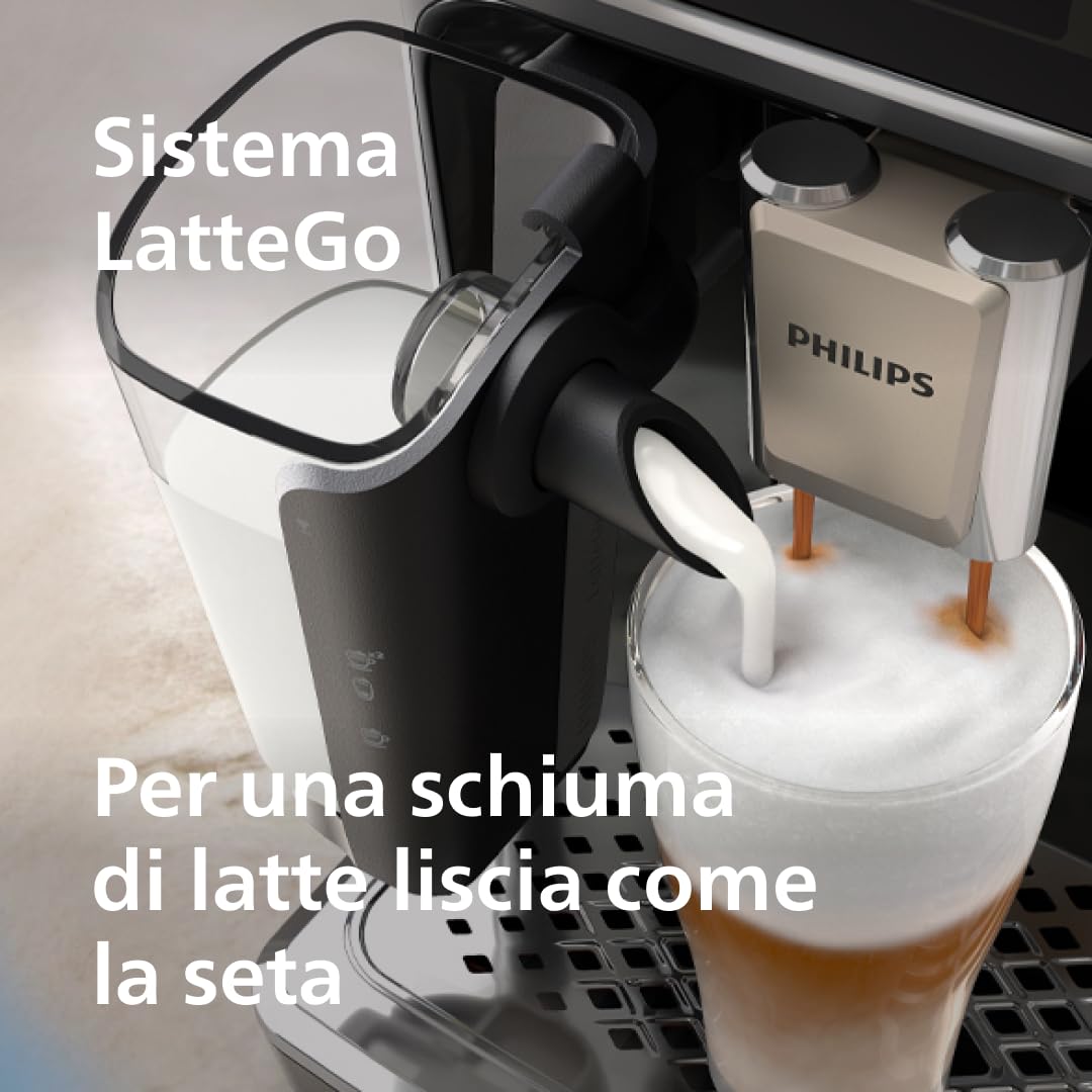 PHILIPS Serie 5500 Macchina per Espresso Completamente Automatica - 20 caffè Caldi e con Ghiaccio, Sistema LatteGo Veloce da Pulire, 40% Più Silenziosa con SilentBrew, QuickStart, Grigio (EP5544/50)