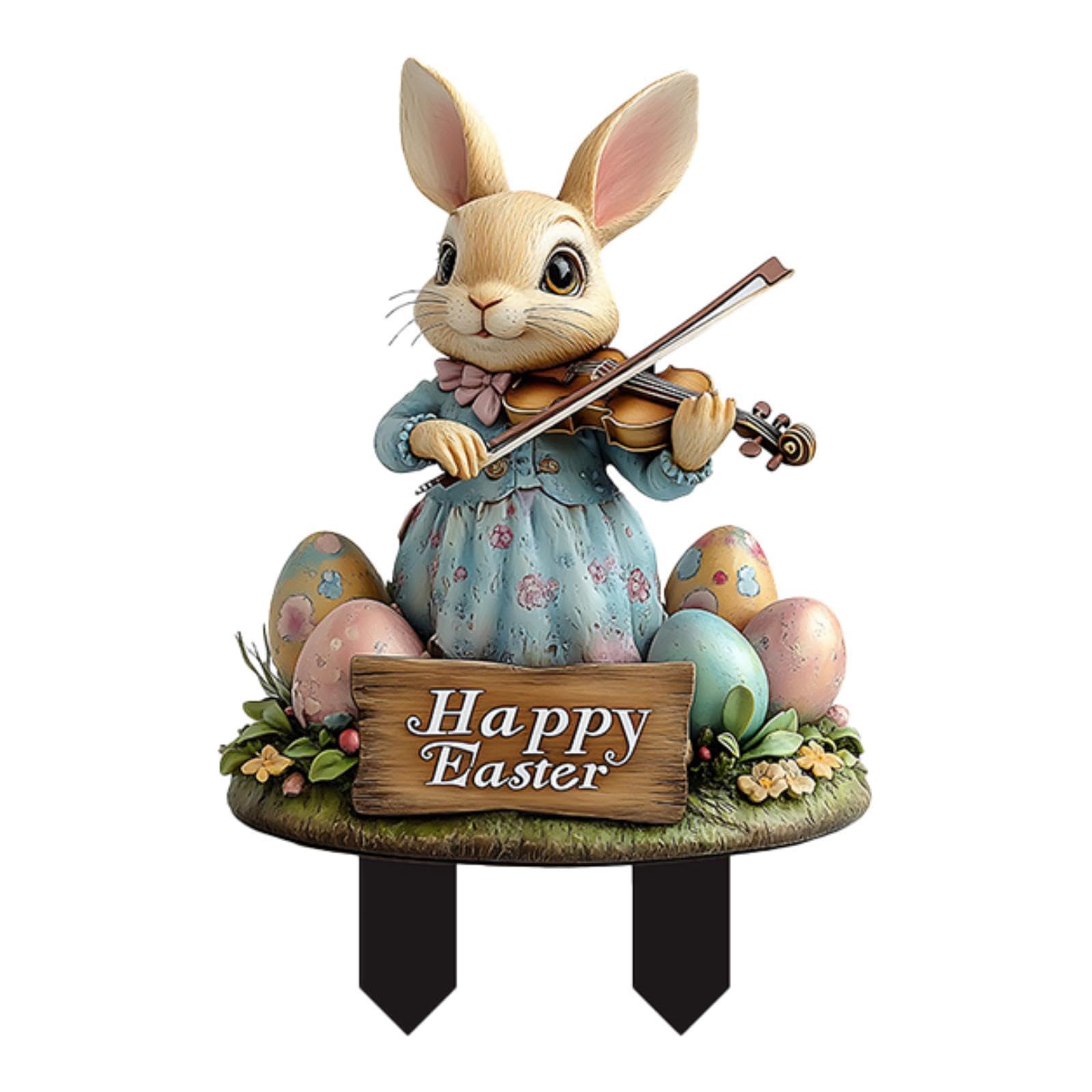 Easter Bunny Stake Bunny Decorative Garden Stake for Sidewalk Porch Backyard Style B-image-40