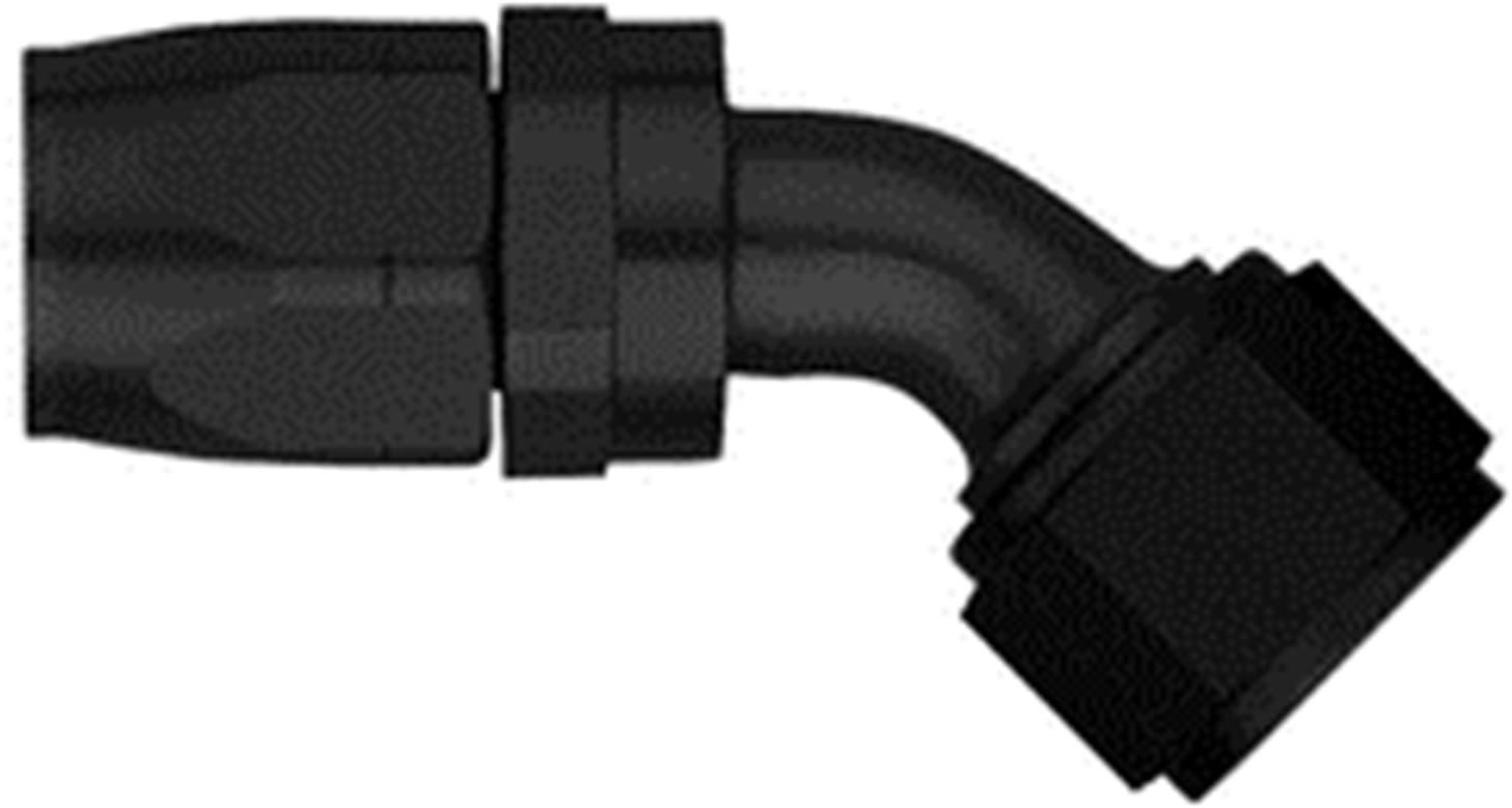 Aeroquip FBM4423 AQP Hose Fitting -08AN Hose Size 45 deg. Elbow Swivel Aluminum Black Anodized Bulk Packaged AQP Hose Fitting