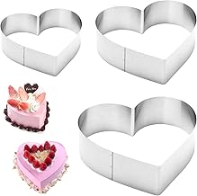 Set of 3 Stainless Steel Cake Rings Heart Cake Ring Heart Cake Rings 10/15/20 cm Ring for Mousse Cakes Dessert Dessert Pastry Heart Shape