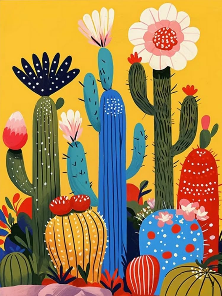 NAHUIGOOD Easy Cross Stitch Kits,Cactus 11CT40x50cm,11CT Stamped Embroidery Starter Kit for Cross-Stitch Supplies Needlework Craft
