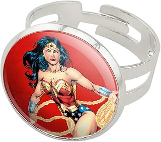Wonder Woman Character Silver Plated Adjustable Novelty Ring