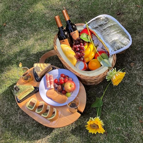 Panier de pique-nique osier 2 personnes, le cadeau idéal avec table - 3