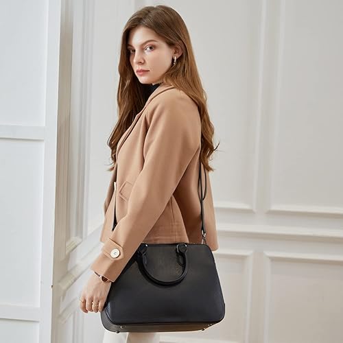 Miniatura 9 de HESHE Bolsos y bolsos de cuero genuino para mujer, bolsos de hombro, bolso cruzado, bolso con asa superior