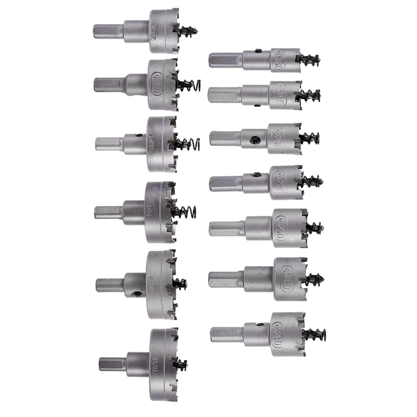 Juego de 13 sierras perforadoras de metal duro, TCT, juego de sierras perforadoras de acero inoxidable, corona de metal, broca para acero inoxidable, hierro, cobre, plástico, madera, 16 mm -53 mm