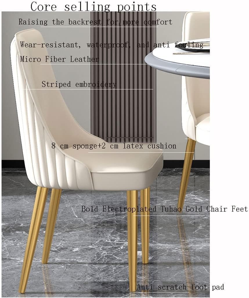 Juego de sillas de comedor de 4 piezas para cocina, asiento de microfibra suave y patas de acero al carbono resistentes, elegante color beige, muebles de comedor cómodos y duraderos.
