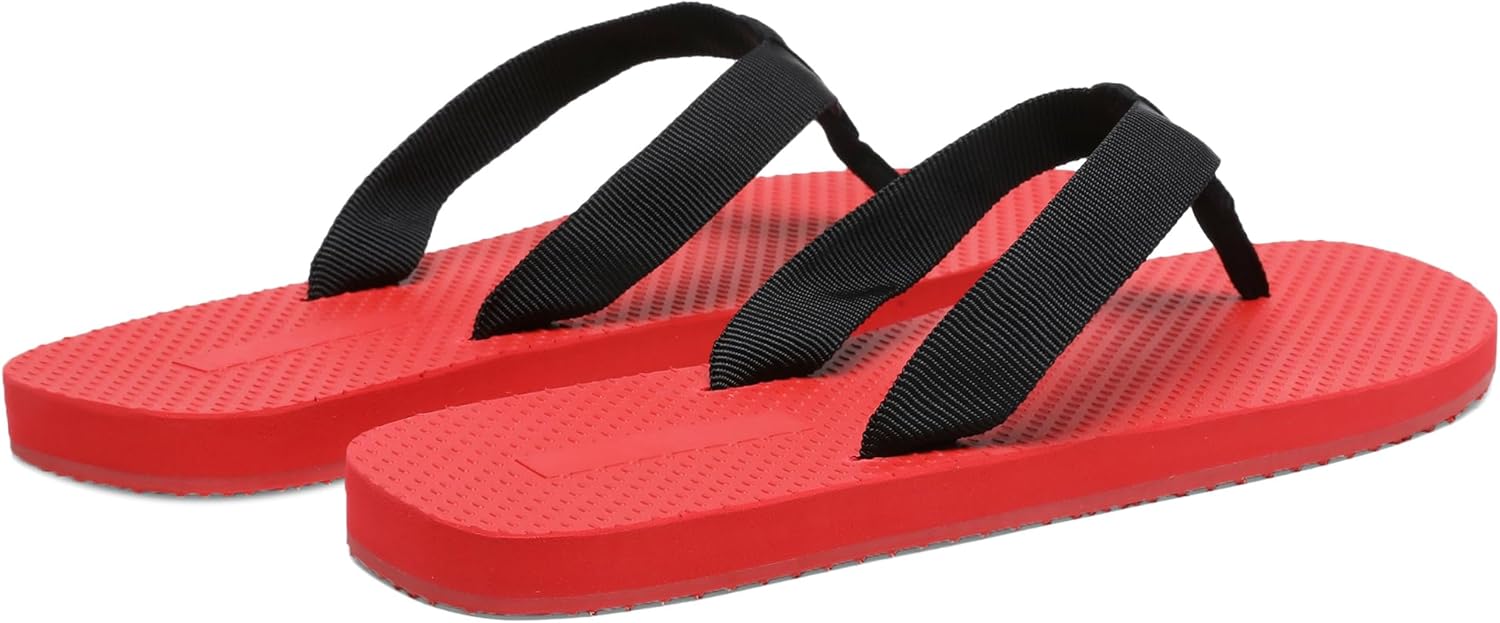 Red Rubber Thong Sandals for Women Beach Flip Flops Casual Comfortable Slip On Flat Sandals Ladies Slides Slipper 7.5 Red image 6 of 7 B0F43VWFP9