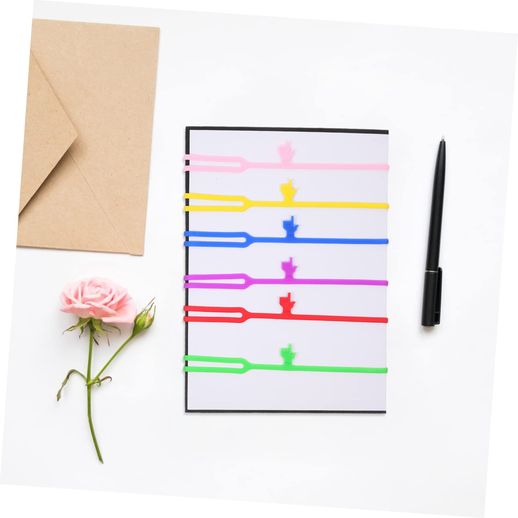 HOMSFOU Papelería Para Marcadores Clips De Página Marcadores Herramienta Para Marcar Libros Marcador De Silicona De Página Marcador De Bricolaje Gel De Sílice Vistoso 6 Piezas X 4
