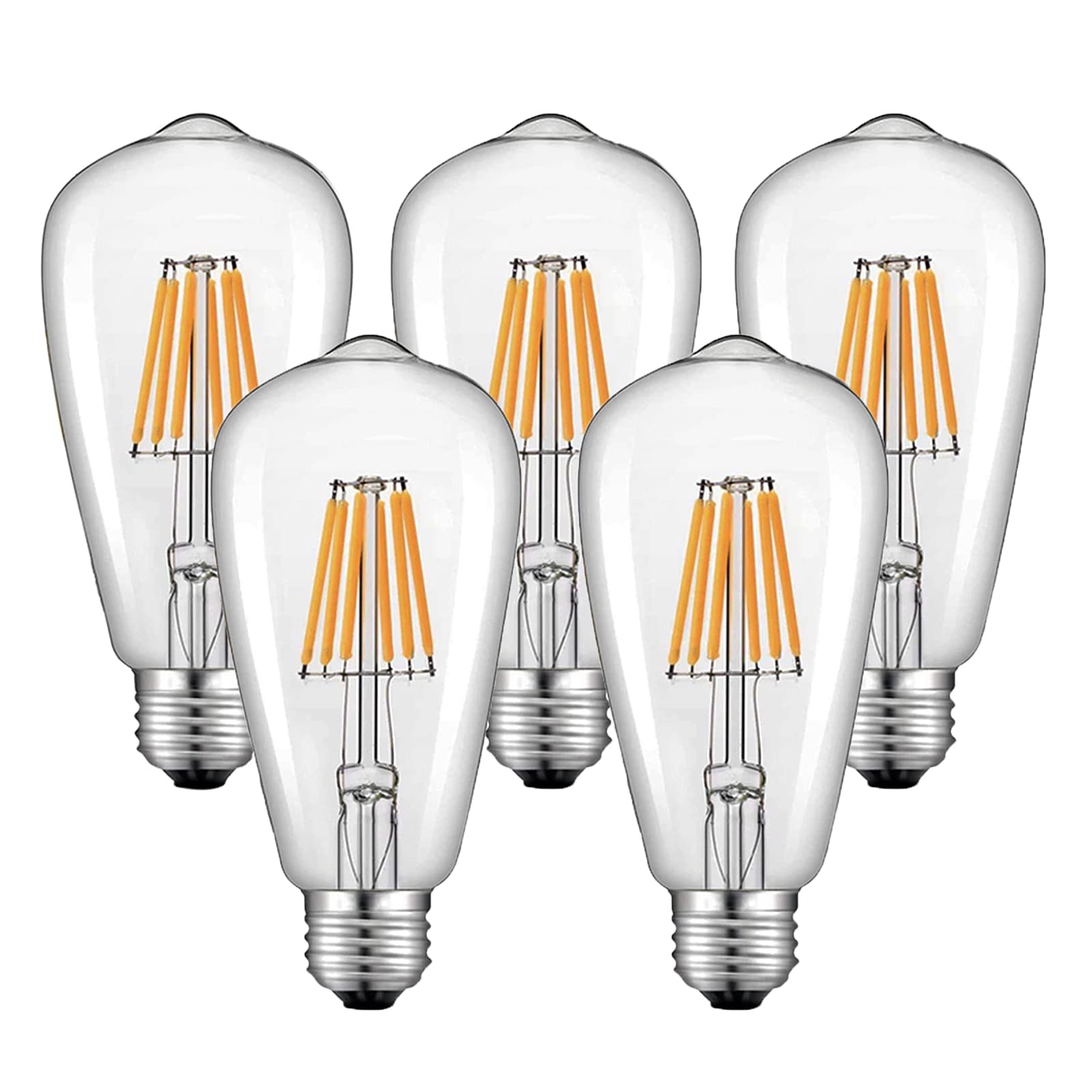Bombilla LED ST58 E27 de 12V DC y 24V, luz diurna, 4500 K, bajo voltaje, 6W, Edison, vidrio transparente, blanco cálido, 2700 K (tamaño: 12V DC, color: ST58, 6W, 2700 K)