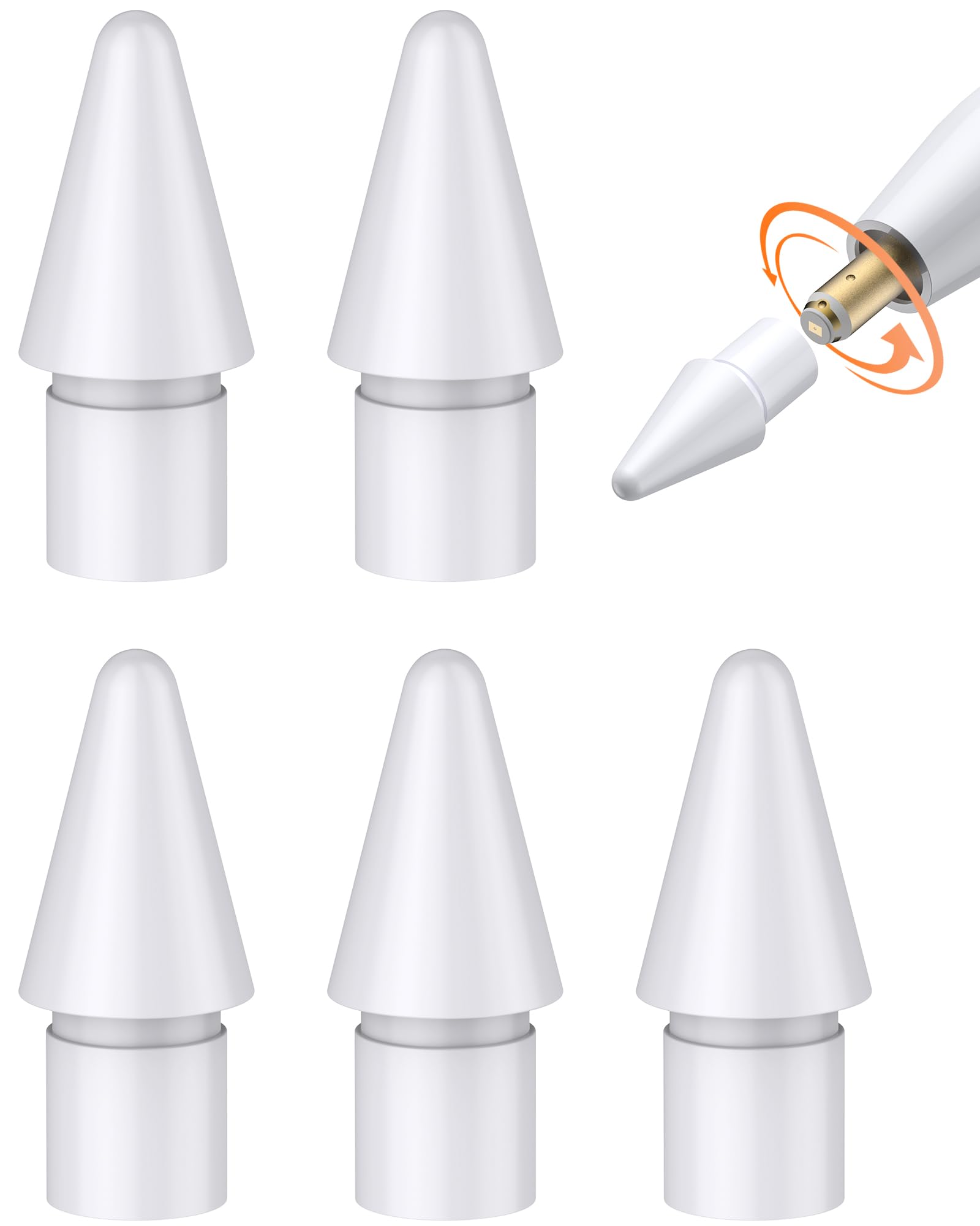 Link Dream Ulepszone końcówki zamienne kompatybilne z Apple Pencil 2. generacji/1. generacji, końcówki iPencil akcesoria do Apple Pencil 1/2/Pro/USB-C, iPad Pro/Air/Mini (5 sztuk, okrągłe)