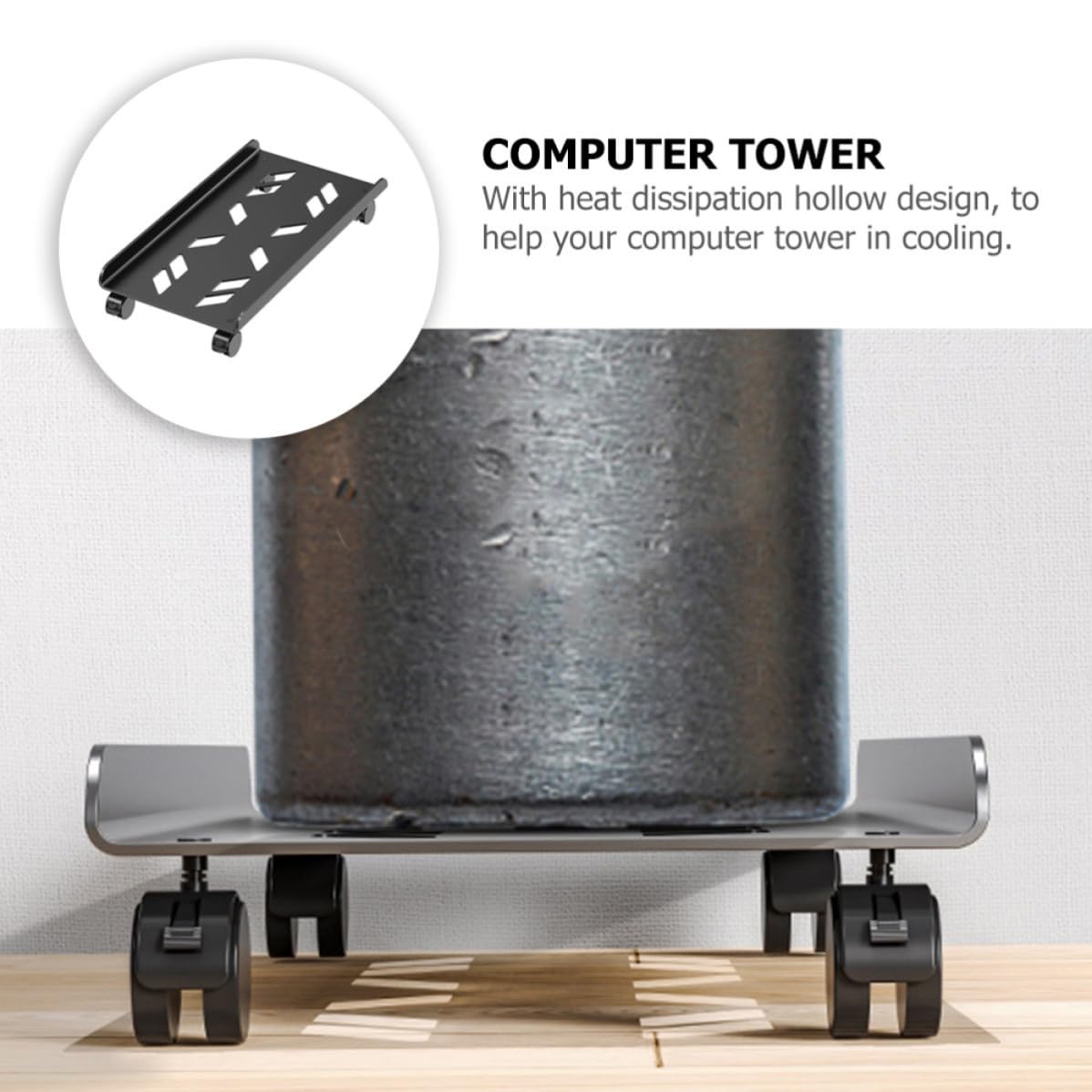 Soporte de Metal Torre Móvil para Negro de Ruedas CPU