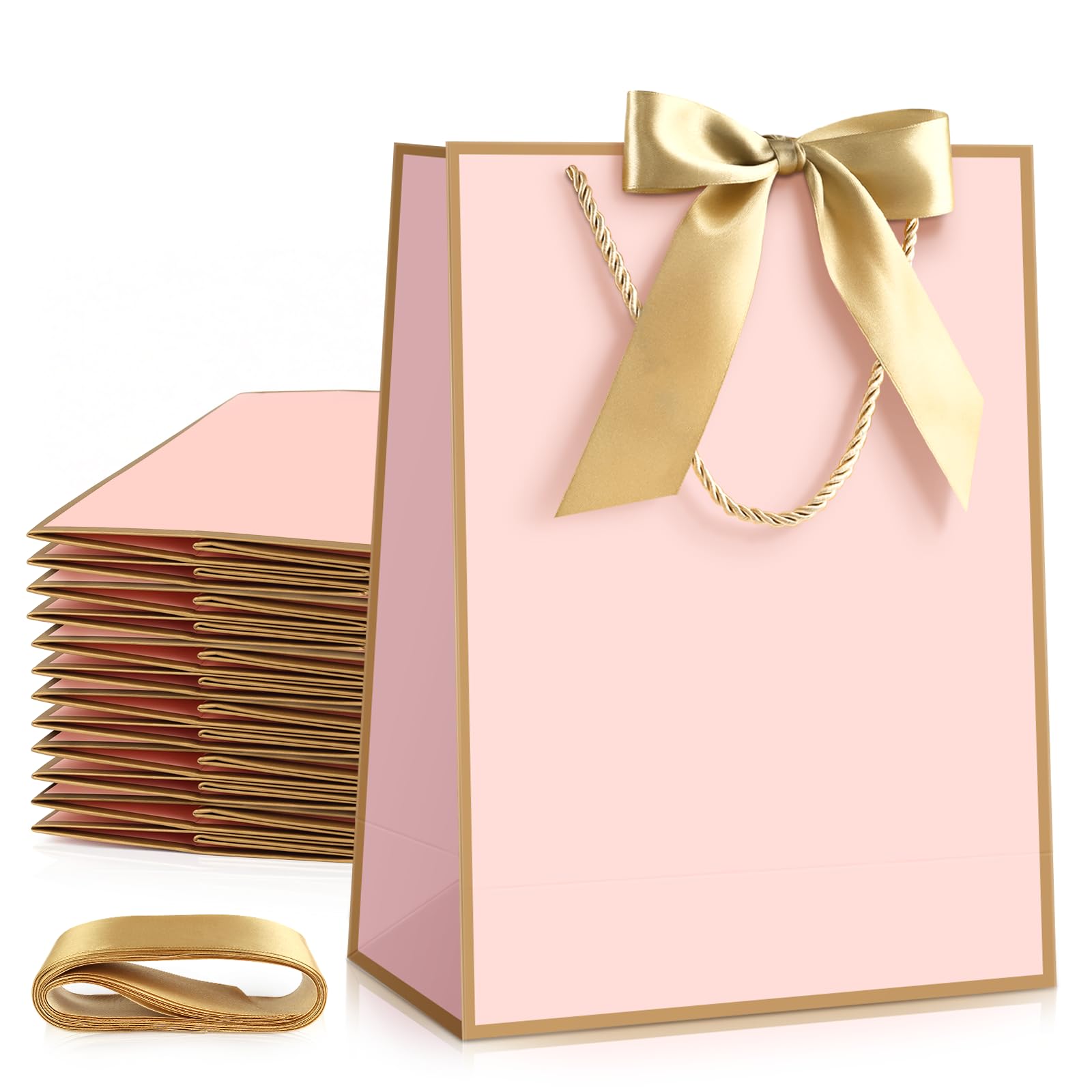 JMANNI Medium Pink Gift Bags for Women, Birthday Bag with Handles 8-Pack