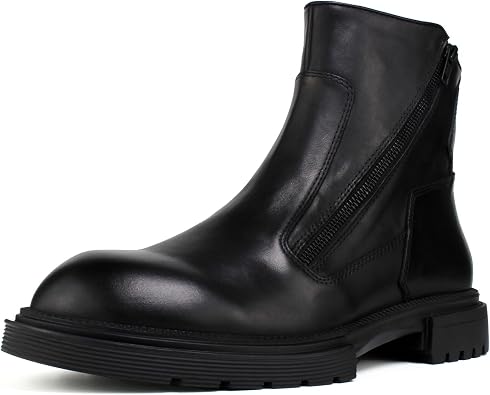 Mens Chelsea Boots with YKK Zipper & Breathable OrthoLite Footbed | Fashion Casual Full-Grain Leather Ankle Boots| Durable Slip-Resistant Rubber Sole for Comfort & Support